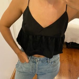 Wilfred Black Silk Peplum Tank Top